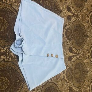 Light Blue Buttoned Women's Shorts